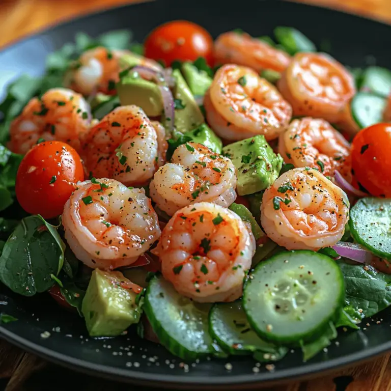 Die Hauptbestandteile dieses Salats – Garnelen, Avocado und frisches Gemüse – sind nicht nur köstlich, sondern auch besonders gesund.