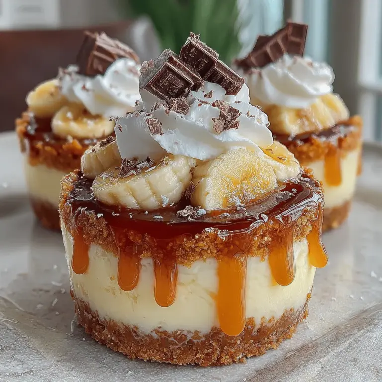 Willkommen in der Welt der köstlichen Desserts! Heute präsentiere ich Ihnen ein Rezept, das nicht nur einfach zuzubereiten ist, sondern auch ein wahrer Genuss für die Sinne: die Banana Bliss No-Bake Cream Pie Cups. Diese kleinen Leckerbissen sind perfekt für jede Gelegenheit - sei es für ein Familienessen, eine Gartenparty oder einfach als süßer Snack für zwischendurch. Mit ihrer cremigen Textur und dem köstlichen Bananengeschmack sind sie ein Hit bei Jung und Alt.