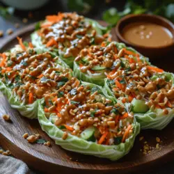 Knusprige Thai Erdnuss-Kohlwickel sind nicht nur ein Fest für die Augen, sondern auch für den Gaumen. Diese frischen und knusprigen Wraps sind nicht nur gesund, sondern auch unglaublich vielseitig. Ursprünglich aus der thailändischen Küche stammend, erfreuen sie sich weltweit großer Beliebtheit. Die Kombination aus knackigem Gemüse, zarter Erdnusssauce und dem einzigartigen Geschmack des Napa-Kohls macht diese Gerichte zu einem absoluten Hit, egal ob als Vorspeise oder leichtes Hauptgericht.
